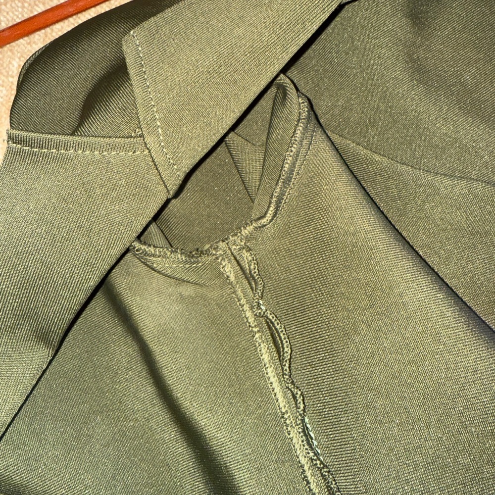 Olive Green Women's Belted Coat - Picture 3 of 6